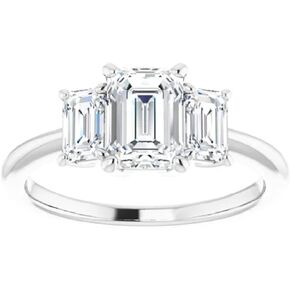 GOLDEN JEWEL خاتم زفاف مويسانيتي بثلاثة أحجار من الزمرد VVS1 خاتم خطوبة سوليتير عديم اللون هدية مصنوعة يدويًا لها، 925 فضي/10K/14K/18K ذهبي in Kuwait