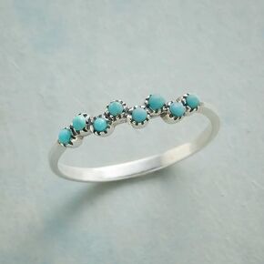 Turquoise Stackable Ring for Women Boho Blue Stone Stacking Statement Knuckle Band Rings Comfort Fit Simple Retro Wedding Promise Christmas Birthday Small Dainty Ring 6-10 Size 9 in Kuwait