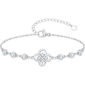 سوار أربع أوراق البرسيم للنساء - أساور سلسلة زهرة زركونيا مكعبة مطلية بالذهب عيار 14 قيراط، سوار ربط ساحر محظوظ، هدية مجوهرات عصرية لعيد الميلاد للأم والزوجة والصديقة in Kuwait