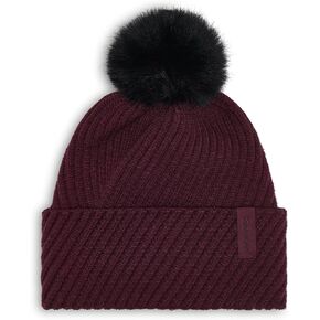 قبعة شتوية نسائية من كالفن كلاين ذات ضلع قطري مع كرة من الفرو الصناعي in Kuwait