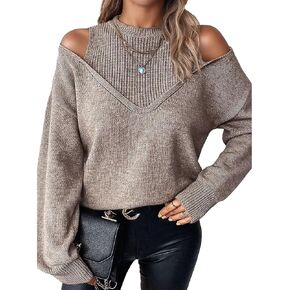 Flamingals Cold Shoulder Long Sleeve Sweaters for Women Sexy 2025 Fall Fashion Off The Shoulder Pullover Sweater Tops in Saudi Arabia