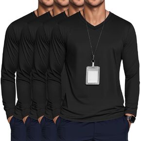 4 Pack Men's Under Scrubs Long Sleeve V Neck Shirts Basic Casual Fitted Underwear Stretchy Layering Tees Tops in Saudi Arabia