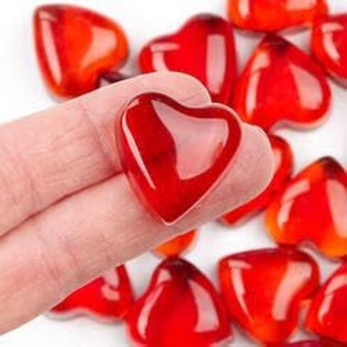 Factory Direct Craft Pack of 30 Red Glass Heart Gems Ruby Red Love Stones for Valentine's Day Decorations and Romantic Wedding Favors (1" x 1") in Saudi Arabia