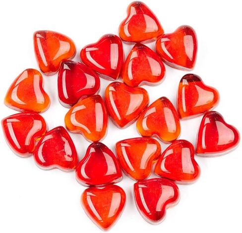 Factory Direct Craft Pack of 30 Red Glass Heart Gems Ruby Red Love Stones for Valentine's Day Decorations and Romantic Wedding Favors (1" x 1") in Saudi Arabia