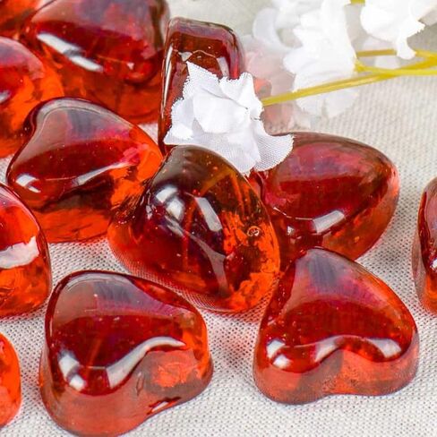 Factory Direct Craft Pack of 30 Red Glass Heart Gems Ruby Red Love Stones for Valentine's Day Decorations and Romantic Wedding Favors (1" x 1") in Saudi Arabia