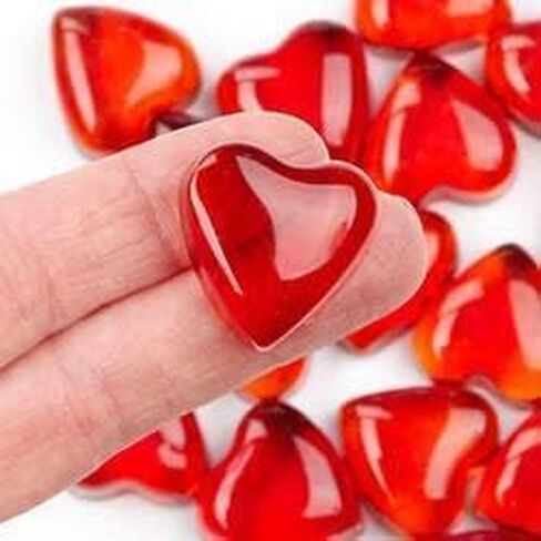 Factory Direct Craft Pack of 30 Red Glass Heart Gems Ruby Red Love Stones for Valentine's Day Decorations and Romantic Wedding Favors (1" x 1") in Saudi Arabia
