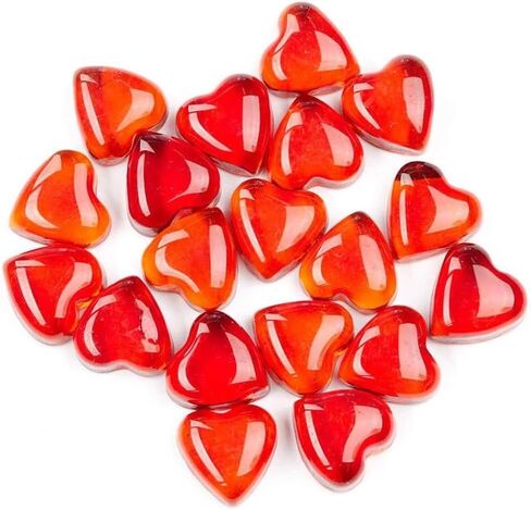Factory Direct Craft Pack of 30 Red Glass Heart Gems Ruby Red Love Stones for Valentine's Day Decorations and Romantic Wedding Favors (1" x 1") in Saudi Arabia