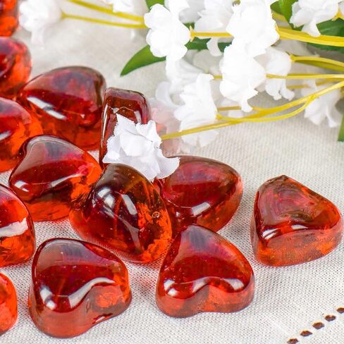 Factory Direct Craft Pack of 30 Red Glass Heart Gems Ruby Red Love Stones for Valentine's Day Decorations and Romantic Wedding Favors (1" x 1") in Saudi Arabia