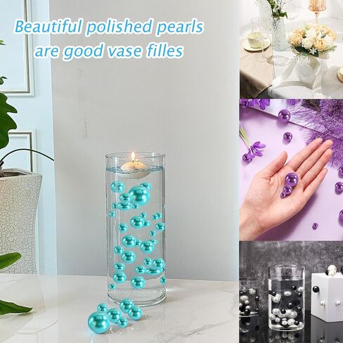 Vase Filler Beads 300PCS White Floating Bead for Centerpieces Vases Fake Pearl for Floating Candles Wedding Table Birthday Theme Party Home Decor Makeup Brush Beads No Hole (White) in Saudi Arabia