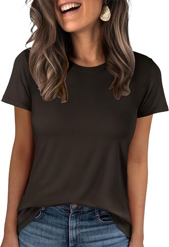 ANRABESS Women Short Sleeve Tops Summer Basic Tee Wrinkle-Free Trendy Cute T Shirts 2026 Spring Business Casual Outfits in Saudi Arabia