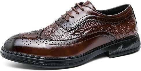 Mens Formal Dress Oxford Shoes, Platform Round Toe Lace-up Comfort Brogue Dress Shoes Casual Business Work in Saudi Arabia