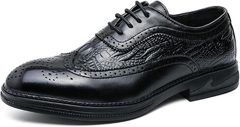 Mens Formal Dress Oxford Shoes, Platform Round Toe Lace-up Comfort Brogue Dress Shoes Casual Business Work in Saudi Arabia