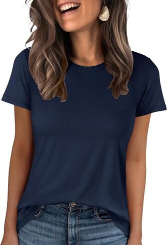 ANRABESS Women Short Sleeve Tops Summer Basic Tee Wrinkle-Free Trendy Cute T Shirts 2026 Spring Business Casual Outfits in Saudi Arabia