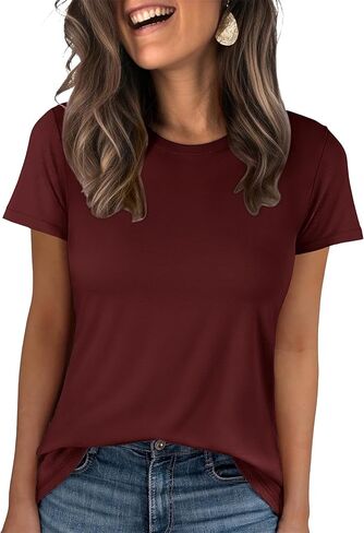 ANRABESS Women Short Sleeve Tops Summer Basic Tee Wrinkle-Free Trendy Cute T Shirts 2026 Spring Business Casual Outfits in Saudi Arabia