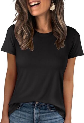 ANRABESS Women Short Sleeve Tops Summer Basic Tee Wrinkle-Free Trendy Cute T Shirts 2026 Spring Business Casual Outfits in Saudi Arabia