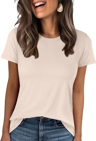 ANRABESS Women Short Sleeve Tops Summer Basic Tee Wrinkle-Free Trendy Cute T Shirts 2026 Spring Business Casual Outfits in Saudi Arabia