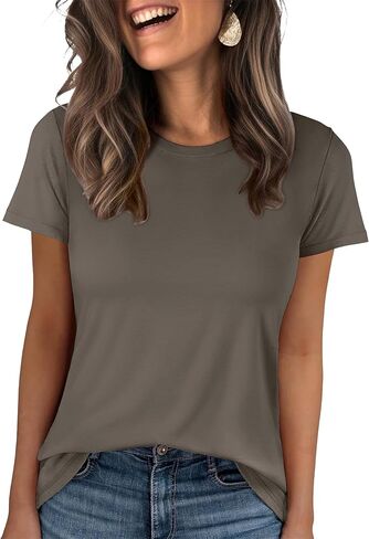 ANRABESS Women Short Sleeve Tops Summer Basic Tee Wrinkle-Free Trendy Cute T Shirts 2026 Spring Business Casual Outfits in Saudi Arabia