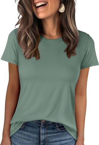 ANRABESS Women Short Sleeve Tops Summer Basic Tee Wrinkle-Free Trendy Cute T Shirts 2026 Spring Business Casual Outfits in Saudi Arabia
