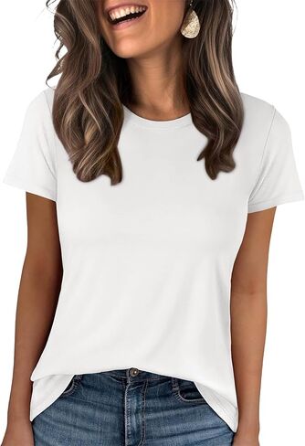 ANRABESS Women Short Sleeve Tops Summer Basic Tee Wrinkle-Free Trendy Cute T Shirts 2026 Spring Business Casual Outfits in Saudi Arabia