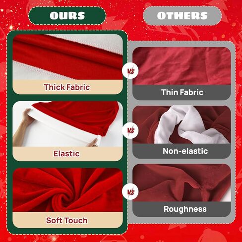 Christmas Chair Cover, Santa Hat Chair Covers with 6Pcs Silverware Holders Santa Chair Back Cover for Christmas Dinner Table Holiday Party Decoration in Saudi Arabia