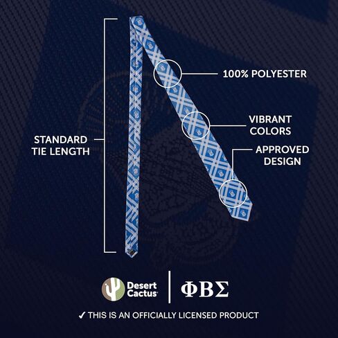 Desert Cactus Phi Beta Sigma Neck Tie Phi Beta Sigma Fraternity Greek Formal Occasion 100% Polyester Necktie with Logo, Officially Licensed (Style C) in Saudi Arabia