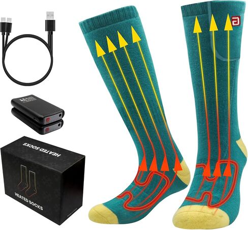 MMlove Heated Socks for Men Women with 3 Heat Set,4000mA Battery Powerd Heated Socks,Electric Heated Socks Rechargeable Smart Foot Warmers Washable for Camping Fishing Skiing Hiking in Saudi Arabia