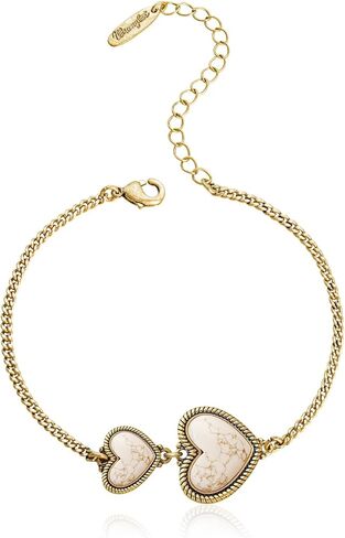 Montana West Wrangler Heart Charms Link Bracelets for Women Adjustable Chain 14k Gold Turquoise Fashion Jewelry in Saudi Arabia