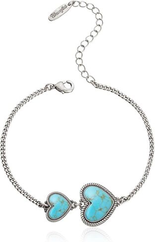 Montana West Wrangler Heart Charms Link Bracelets for Women Adjustable Chain 14k Gold Turquoise Fashion Jewelry in Saudi Arabia