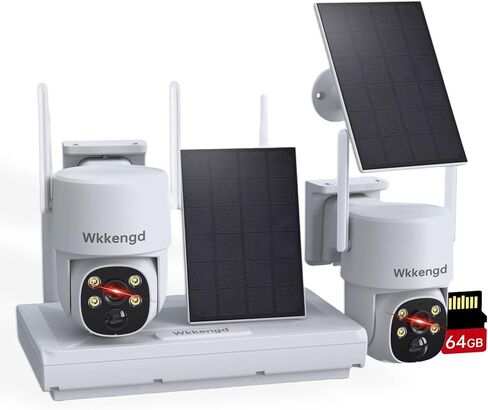 Blacklight Solar Security Wireless Camera System with 10" Monitor, 2K F1.0 Super Aperture PTZ Battery Powered Cameras for Home Security, Pre-Installed 1TB HDD, True Full Color Night Vison in Kuwait