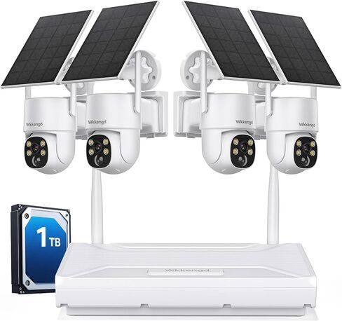 نظام الكاميرا اللاسلكية للأمان الشمسي Blacklight مع شاشة 10 بوصة ، 2K F1.0 الفتحة الفائقة ، كاميرات بطارية مدعومة ببطاريات PTZ للأمن المنزلي ، و 1 تريبل ، HDD ، Full Color Full Light Vison in Saudi Arabia