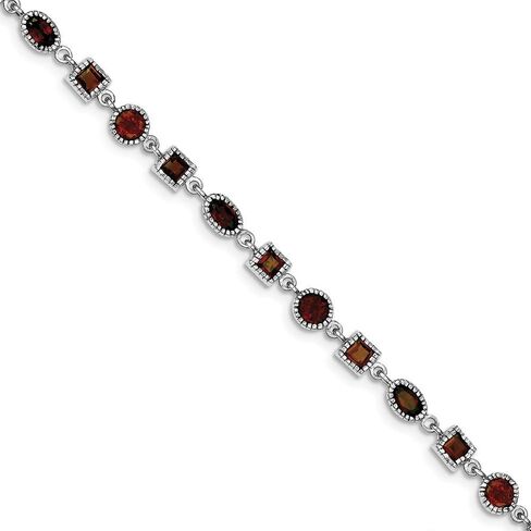 Jewels By Lux Sterling Silver Rhodium Plated Garnet Bracelet in Saudi Arabia