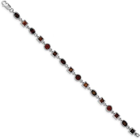 Jewels By Lux Sterling Silver Rhodium Plated Garnet Bracelet in Saudi Arabia