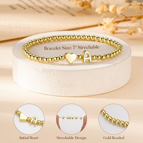 سوار قلب أولي من Ursteel للنساء - أساور مطرزة أنيقة مطلية بالذهب عيار 14 قيراط للنساء، مجوهرات عصرية على شكل حرف A-Z، هدايا شخصية in Kuwait