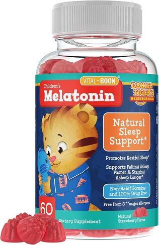 Daniel Tiger - Kids Melatonin Gummies for Children Ages 3 & Up (60 Count) Sleep Gummies for Kids Supports Natural Sleep Non Habit Forming - Vegan, Non GMO Gluten Free Gummy in Saudi Arabia