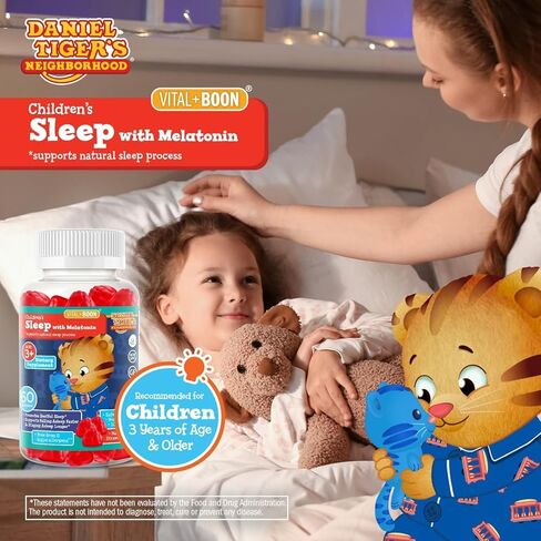 Daniel Tiger - Kids Melatonin Gummies for Children Ages 3 & Up (60 Count) Sleep Gummies for Kids Supports Natural Sleep Non Habit Forming - Vegan, Non GMO Gluten Free Gummy in Saudi Arabia