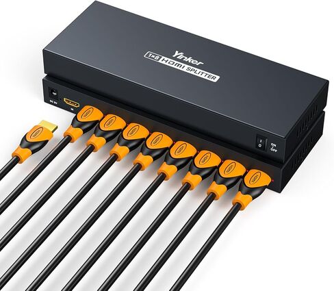 4K HDMI Splitter 1 in 2 Out + HDMI Cable, Yinker 2 Way HDMI Splitter for Dual Monitors 1x2 4Kx2K@30Hz w/AC Adapter, Mirror Duplicate for PS4 Fire Stick HDTV in Saudi Arabia