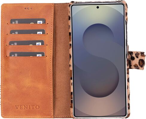 علبة الهاتف فينيتو فلورنسا للمحفظة المتوافقة مع سامسونج جالاكسي S24 (6.2 بوصة) - آمنة إضافية مع حظر RFID - محفظة هاتف قابلة للفصل (بني عتيق) in Kuwait