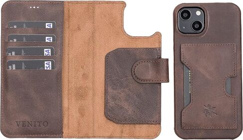 Venito Florence Leather Wallet Phone Case Compatible with Samsung Galaxy S24 (6.2 inches) Case - Extra Secure with RFID Blocking - Detachable Phone Wallet (Antique Brown) in Saudi Arabia