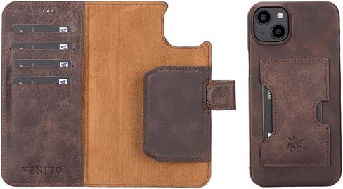 Venito Florence Leather Wallet Phone Case Compatible with Samsung Galaxy S24 (6.2 inches) Case - Extra Secure with RFID Blocking - Detachable Phone Wallet (Antique Brown) in Saudi Arabia