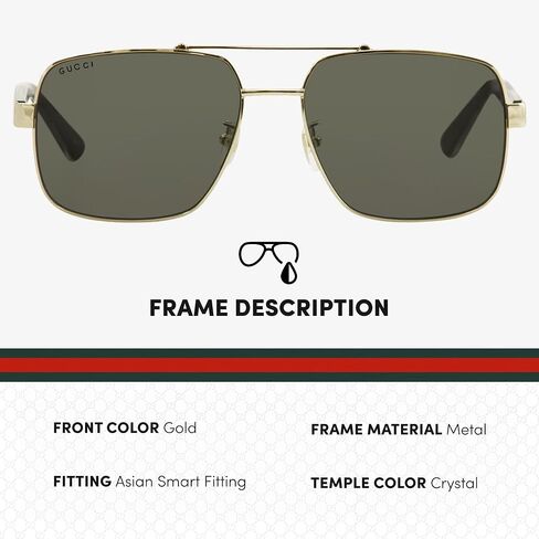 Gucci GG0529S Lettering Logo Square-Shaped Non-Polarized Sunglasses for Men – Includes Luxury Eyewear Kit – Gold Frame with Gray Lens in Saudi Arabia