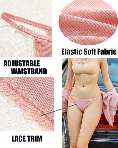 7 Pack Womens Cotton Underwear G-String Lace Comfortable Thongs in Saudi Arabia