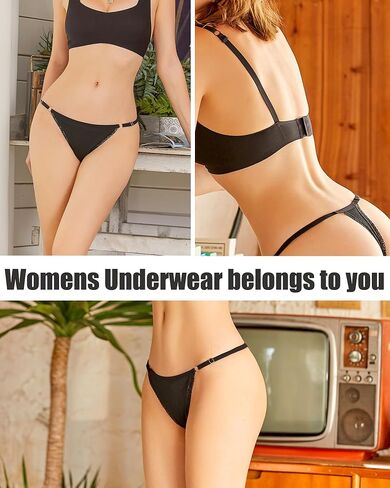 7 Pack Womens Cotton Underwear G-String Lace Comfortable Thongs in Saudi Arabia