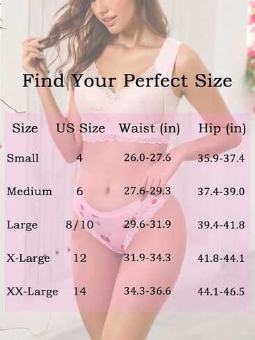 Women's Sexy Cute Thong Panties Set, 5 Pack, Floral and Heart Print, Pink Lace Trim in Saudi Arabia
