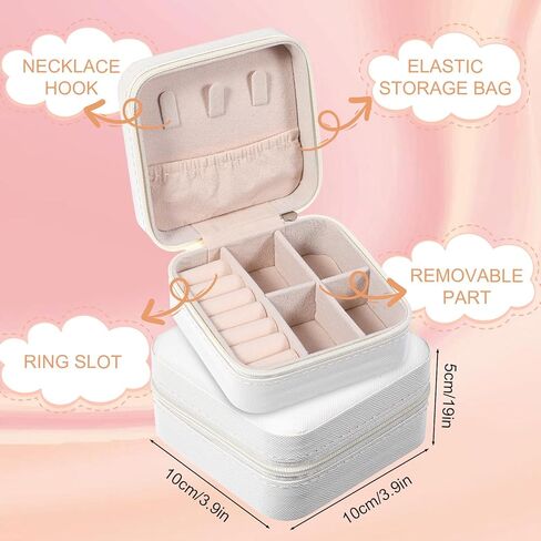 8PCS Travel Jewelry Case, Small Portable Bridesmaid Jewelry Gift Box, PU Leather Jewelrys Case Organizer Storage for Rings Earrings Necklaces, Women Girls Bridesmaid Proposal Gifts(Beige) in Saudi Arabia