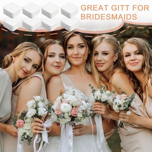 8PCS Travel Jewelry Case, Small Portable Bridesmaid Jewelry Gift Box, PU Leather Jewelrys Case Organizer Storage for Rings Earrings Necklaces, Women Girls Bridesmaid Proposal Gifts(Beige) in Saudi Arabia