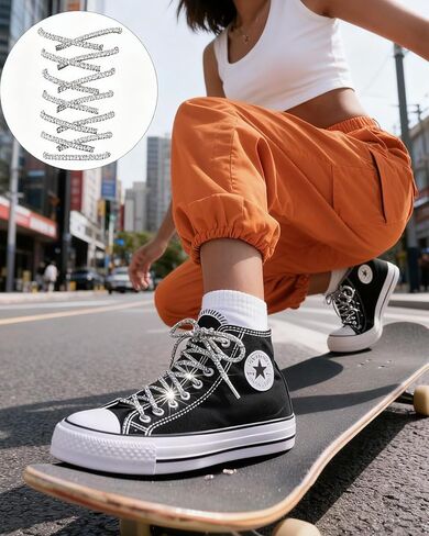 Rhinestone Shoe Laces - 47 Inch Sparkly Crystal Laces for Sneakers & Boots, Bling Glitter Shoe Accessories for Women & Men in Saudi Arabia