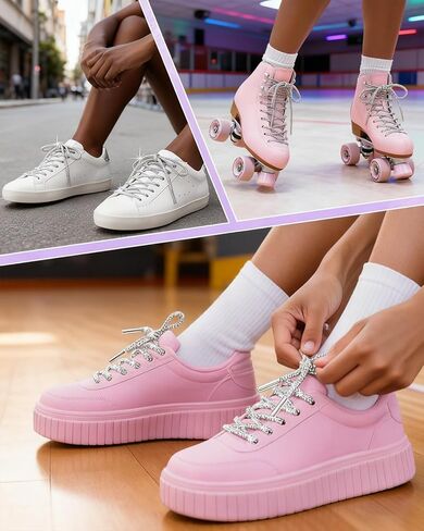 Rhinestone Shoe Laces - 47 Inch Sparkly Crystal Laces for Sneakers & Boots, Bling Glitter Shoe Accessories for Women & Men in Saudi Arabia