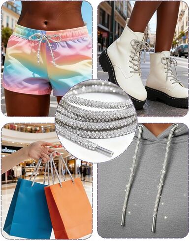Rhinestone Shoe Laces - 47 Inch Sparkly Crystal Laces for Sneakers & Boots, Bling Glitter Shoe Accessories for Women & Men in Saudi Arabia