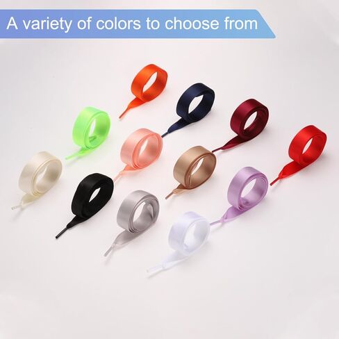 uxcell 35" 39" 47" 55" Satin Ribbon Shoelaces Wide Silk Flat Shoe Laces Shoestring Silky Sneakers Shoelaces in Saudi Arabia