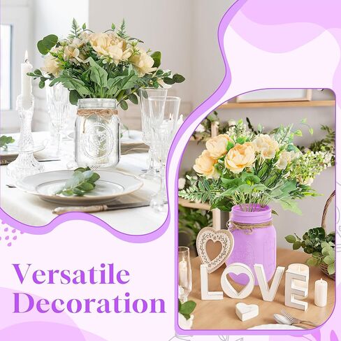 3Pcs Mason Jar Centerpiece Table Decorations with Tray for Coffee Decor, Dining Table Decor, Farmhouse Decor, Centerpieces Home Decor for Kitchen Living Bathroom, Purple in Saudi Arabia